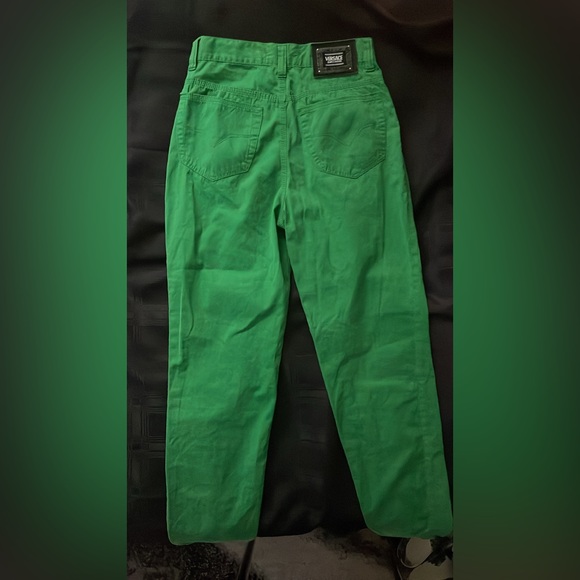VINTAGE VERSACE - FREE BLAZER INCLUDED - LIME GREEN HIGH WAISTED JEAN - Picture 6 of 9